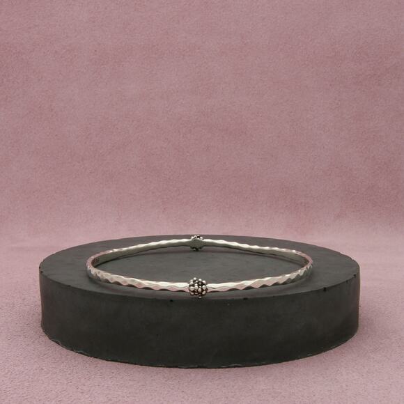 michael dawkins sterling silver hammered beaded stack bangle bracelet size 7.5in - Picture 1 of 3
